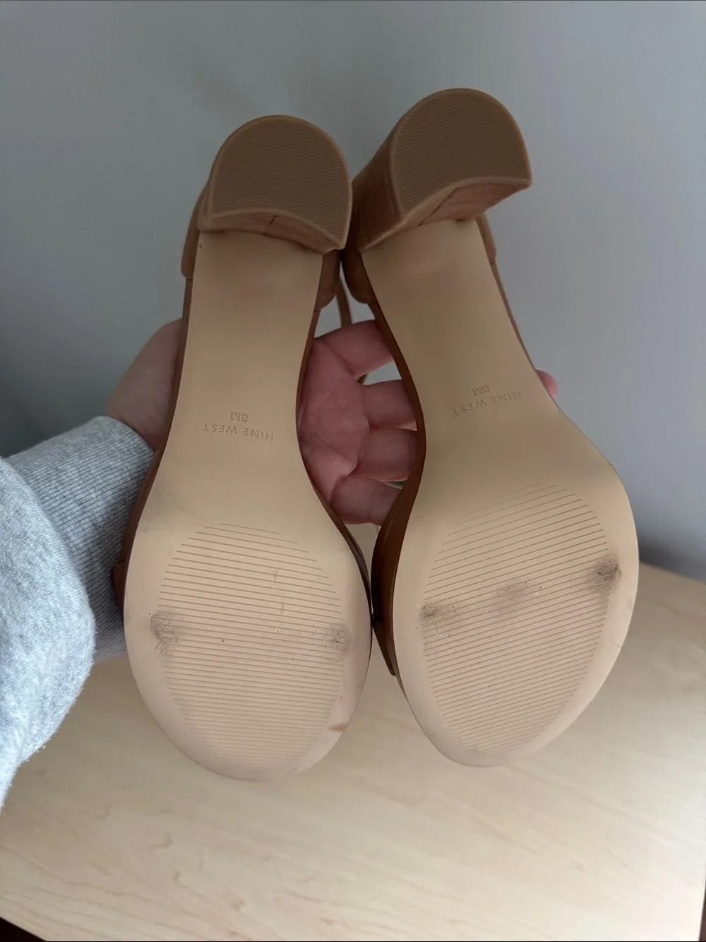 Nine West Tan Brown Block Heel Ankle-Strap Sandals - Picture 3 of 5